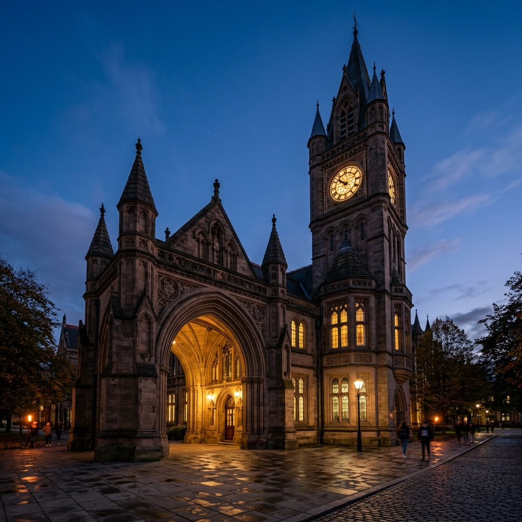 University of Manchester Clock Tower at Twilight